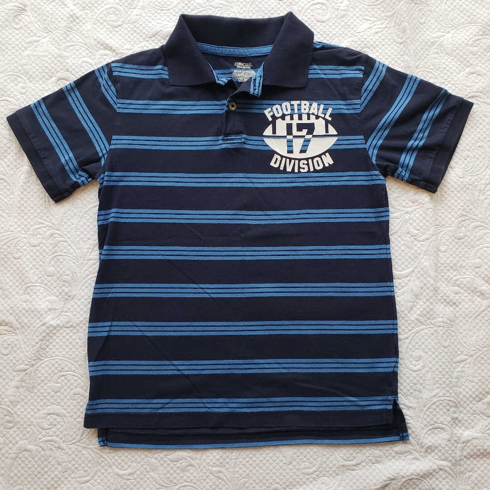 Youth Cherokee blue striped polo size medium